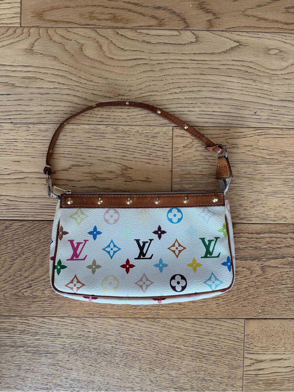 Louis Vuitton Monogram Multicolor Pochette White Murakami Y2K 2003 Vintage Bag